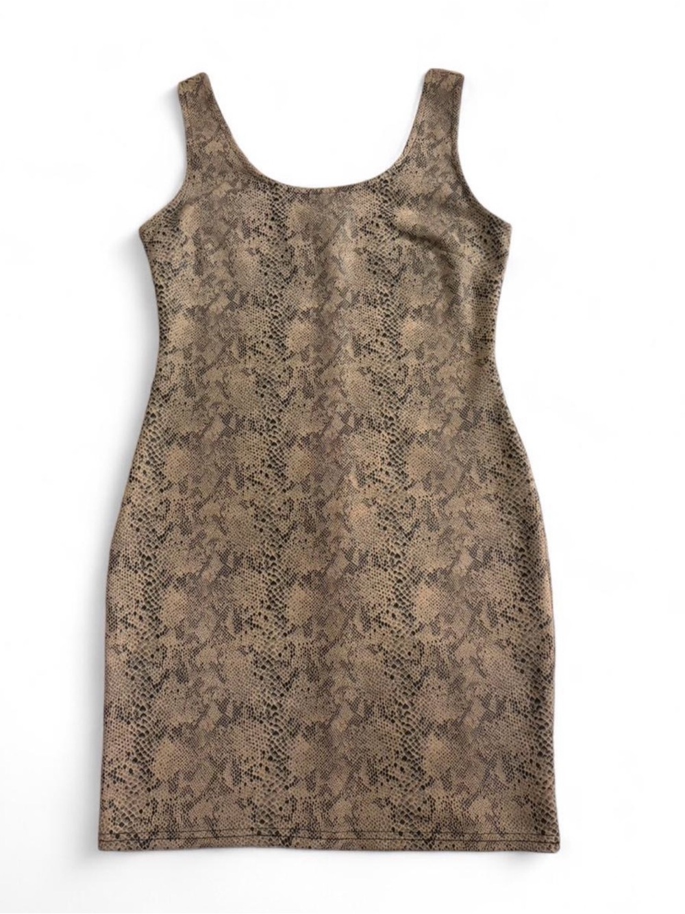 Haute Monde Camel Tank Dress with Snake-Print Accent